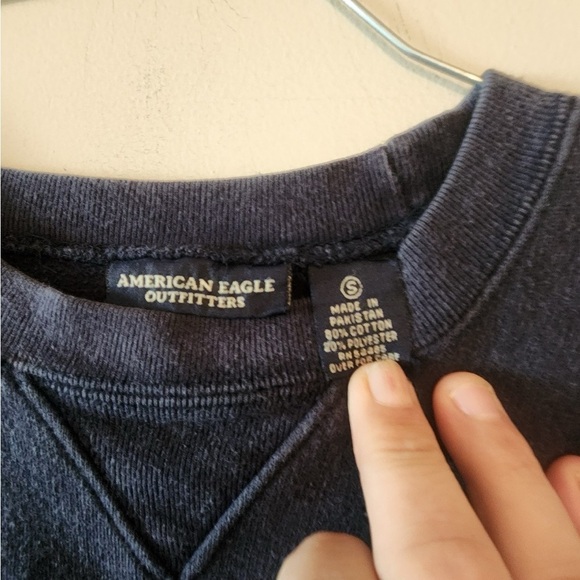 American eagle crewneck sweatshirt size mens small navy blue - Picture 3 of 4